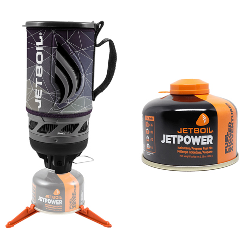 Jetboil Flash Fast Boil Stove System, Fractile/Gray with JetPower Fuel 100g