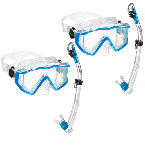 Rapido Clareza Three Lens Mask and Snorkel Combo Clear/Pastel Blue 2-Pack