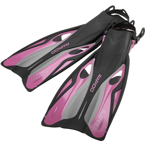 Rapido Flipper Open Heel Fins Medium-Large/X-Large Pink