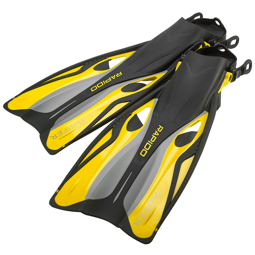 Rapido Flipper Open Heel Fins Medium-Large/X-Large Yellow