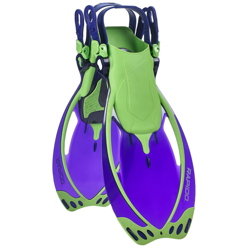 Rapido Marine Junior Open Heel Fins Small/Medium Translucent Violet Lime