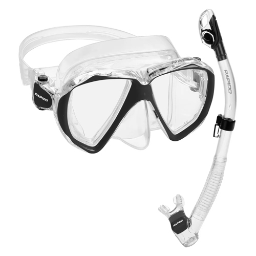 Rapido Otimo Two Lens Mask and Snorkel Combo Clear/Black