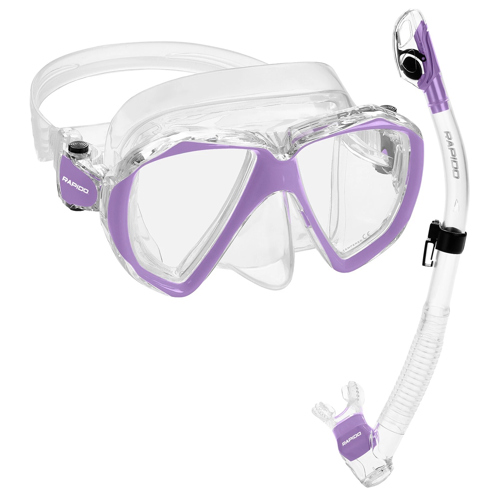Rapido Otimo Two Lens Mask and Snorkel Combo Clear/Pastel Lilac