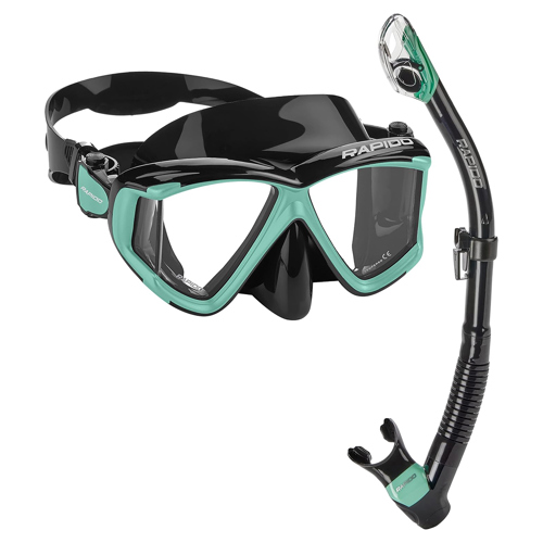 Rapido Panto-180 Four Lens Mask and Snorkel Combo Black/Mint