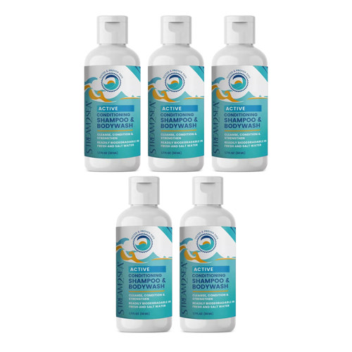 Stream2Sea Conditioning Shampoo and Bodywash, 1.8 fl. oz (50 ml) 5-Pack