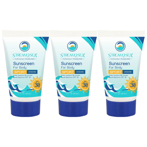 Stream2Sea Sunscreen Sport SPF 30, 1 fl. oz. (30 ml) 3-Pack