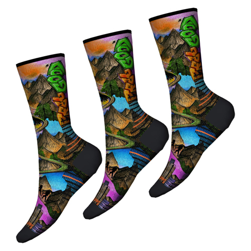 Smartwool Hike Light Cushion Mountain Maze Print Crew Socks