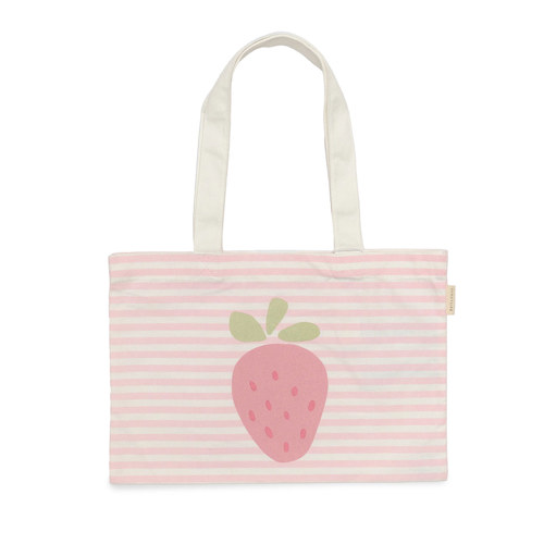 SunnyLife Kids Canvas Beach Bag Strawberry Sunshine Pink Stripe