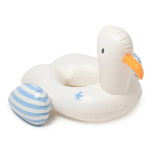 SunnyLife Kids Tube Pool Ring Sid the Seagull Blue Stripe