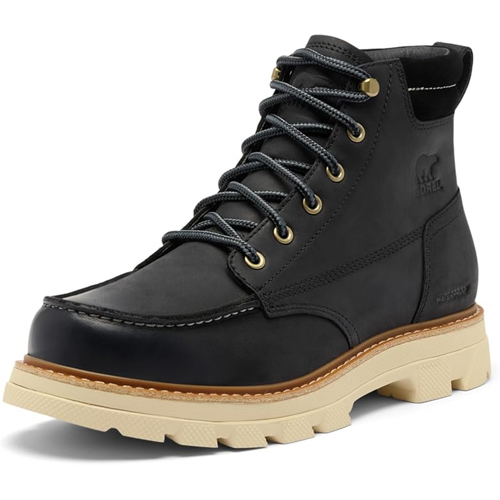Sorel Lark-47 Moc Toe Waterproof Casual Winter Boots for Men Black/Bleached Ceramic 11