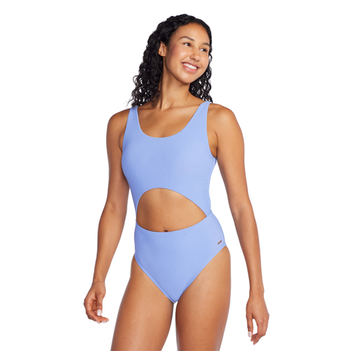 Speedo Keyhole Rib One Piece for Women 12 Curious Blue