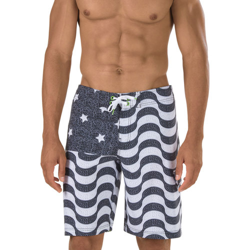 Speedo Men's Rio Flag Board-Shorts, Black/White