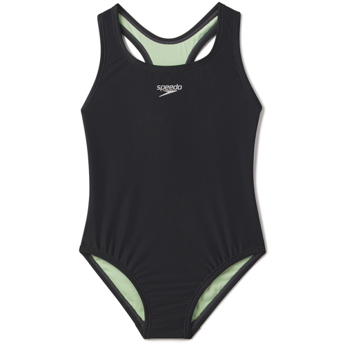Speedo Solid Racerback One Piece for Girls 10 Black