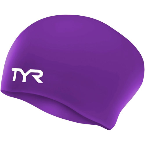 TYR Long Hair Wrinkle-Free Silicone Adult Swim Cap Purple