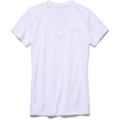 Under Armour UA Tech V-Neck Short Sleeve Shirt for Women X-Small White/Metallic Silver