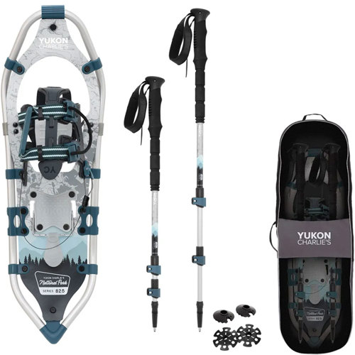 Yukon Charlie's V Frame Aluminum Snowshoe Kit Gray/Teal 8" x 21"