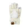Bearpaw Cable Knit 2-in-1 Touch Screen Gloves with Pom Ivory