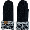 Bearpaw Chenille Knit Mittens with Fair Isle Pattern Black