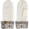 Bearpaw Chenille Knit Mittens with Fair Isle Pattern Ivory