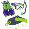 Rapido Clareza Marine Junior Mask, Fins and Snorkel Set Translucent Violet Lime