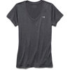 Under Armour UA Tech V-Neck Short Sleeve Shirt for Women Carbon Heather/Metallic Silver