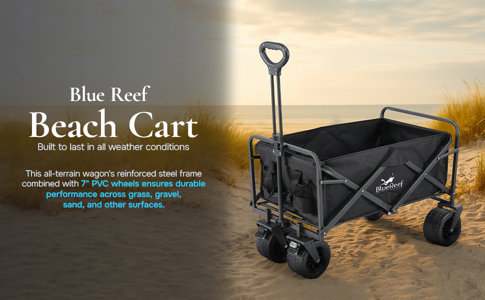 Blue Reef Heavy-Duty Folding Beach Cart (Black)