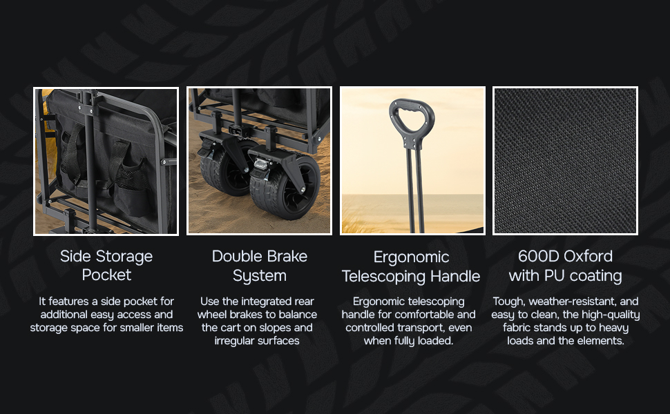 Blue Reef Heavy-Duty Folding Beach Cart (Black)