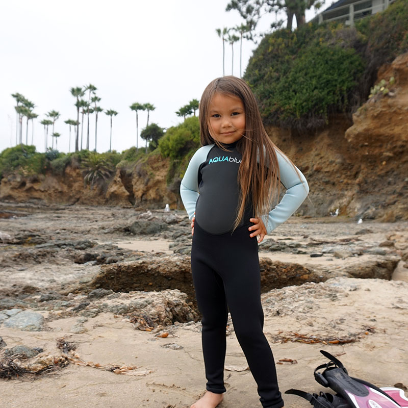 Aqua Blue Girl's 3/2mm Back Zip Full Suit