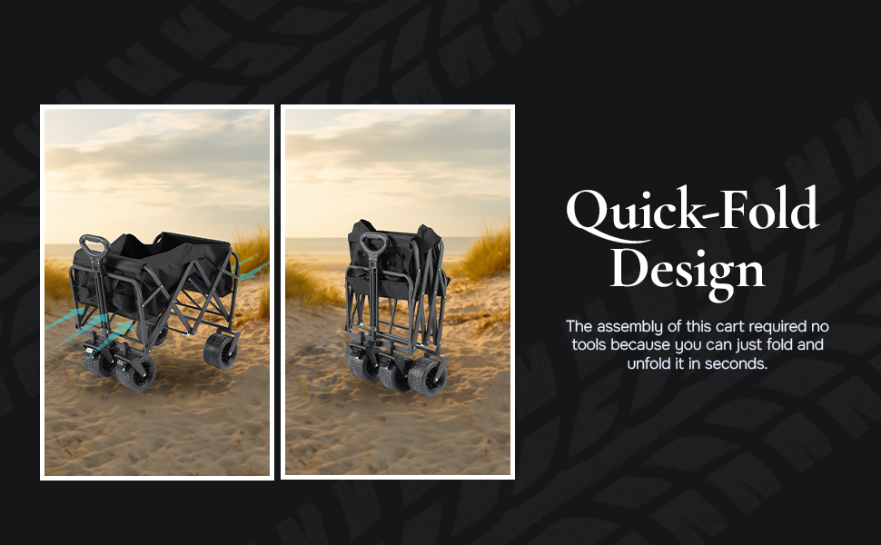 Blue Reef Heavy-Duty Folding Beach Cart (Black)