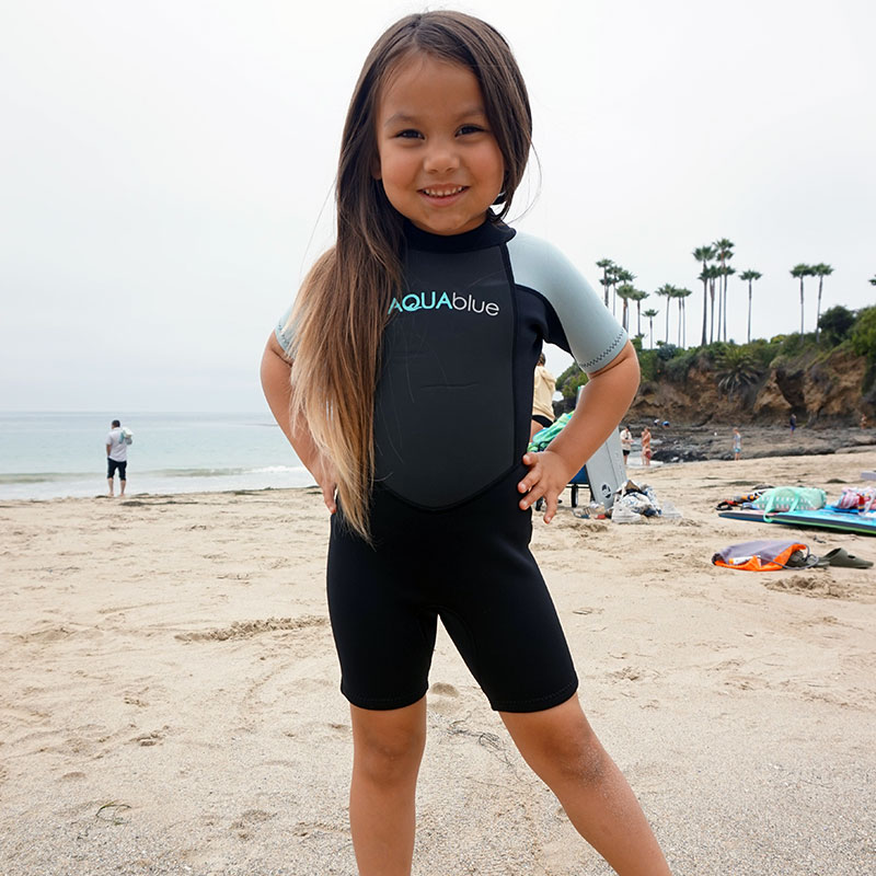 Aqua Blue Girl's 2.5mm Back Zip Spring Suit