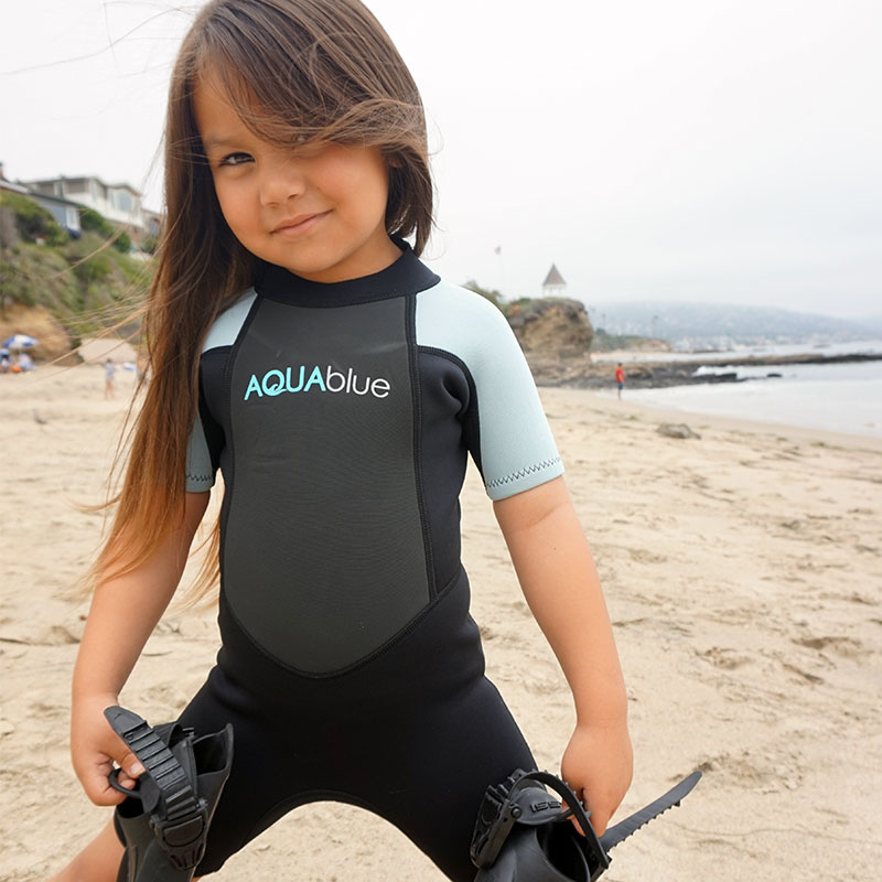 Aqua Blue Girl's 2.5mm Back Zip Spring Suit