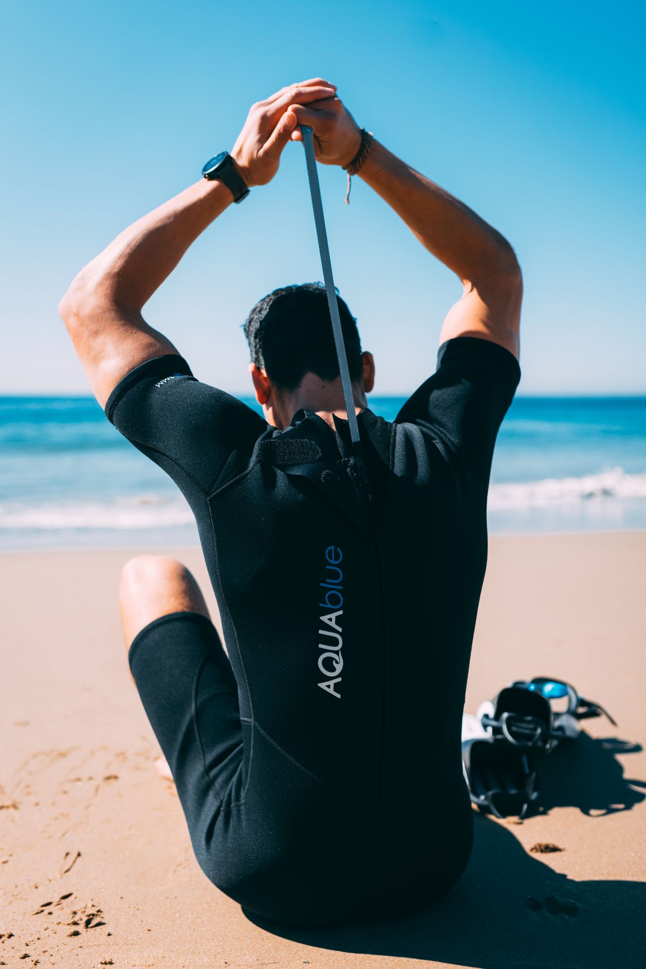 Aqua Blue 2.5mm Back Zip Spring Suit shorty back zip