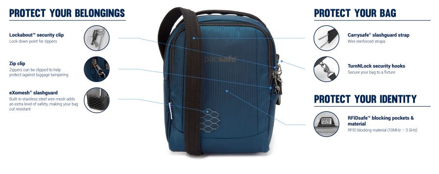 Pacsafe Metrosafe LS100 Econyl Anti-Theft Crossbody Bag 