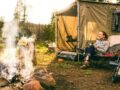 Women by tent feature