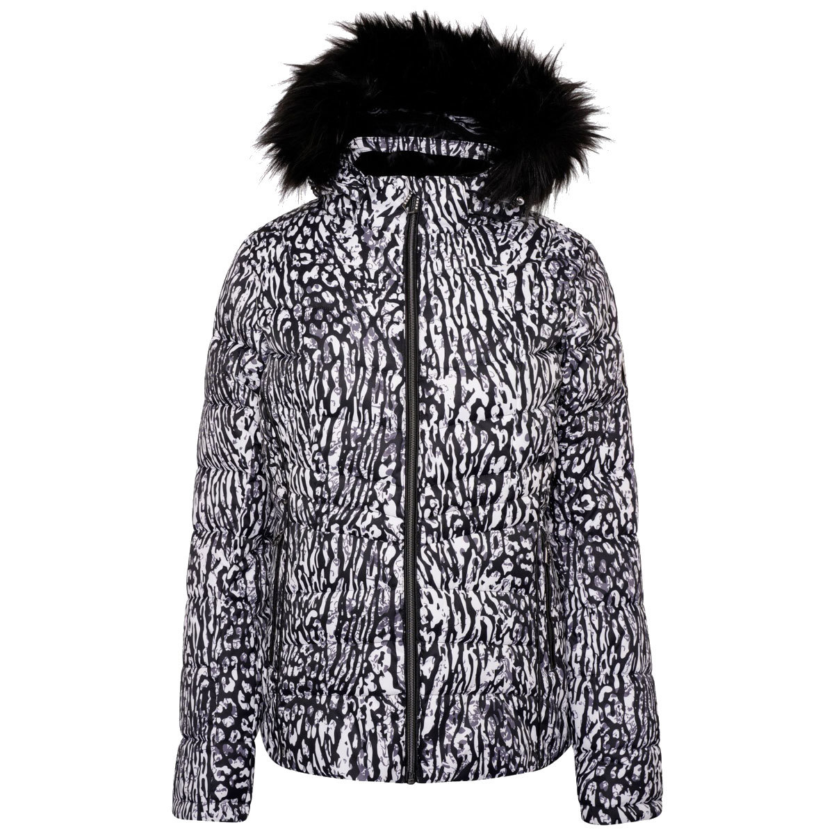 Dare 2b Swarovski Embellished Glamorize II Waterproof Ski Jacket for Women 10 Black White Wild Thing Print product image