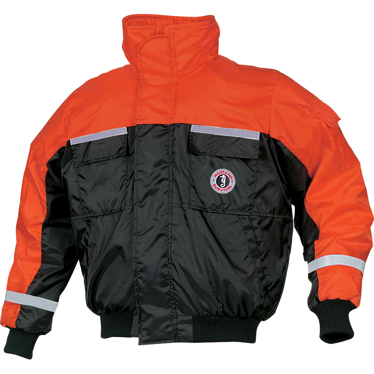 Mustang Survival Classic Flotation Bomber Jacket ~ with Reflective Tape Medium Orange/Black product image