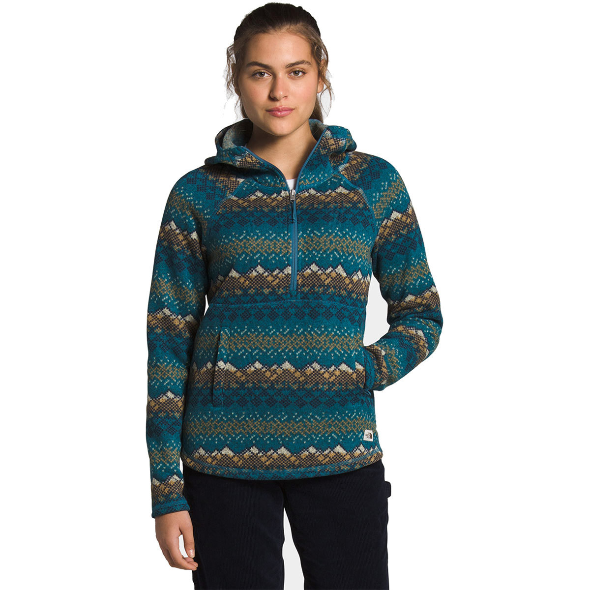 The North Face Printed Crescent Hooded Pullover for Women Small Mallard Blue Black Heather product image