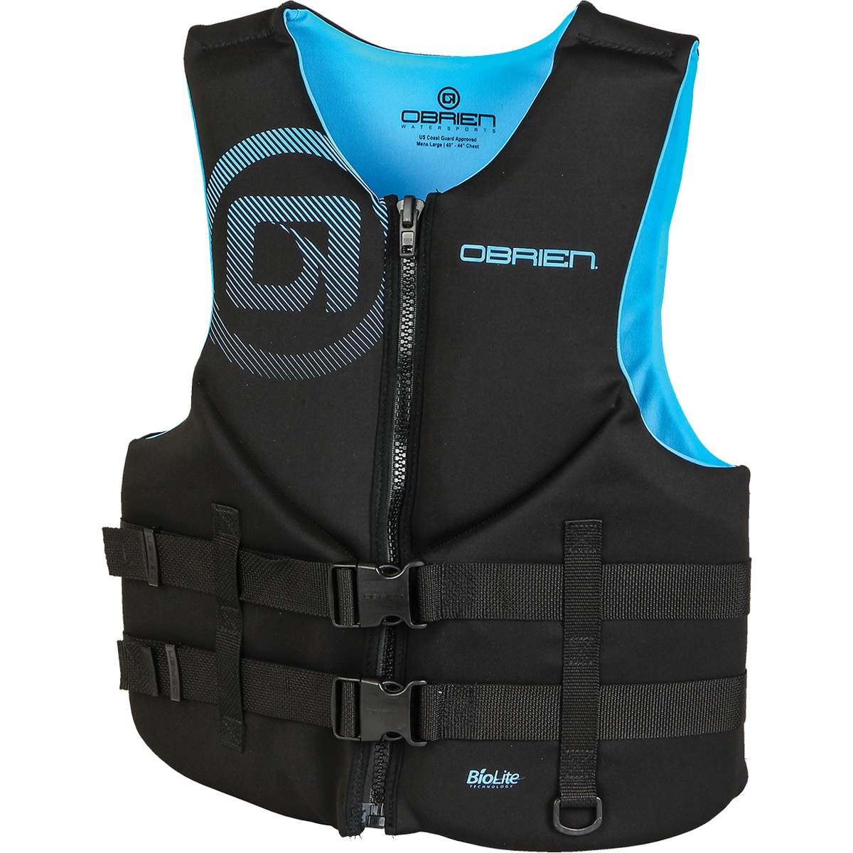 O'Brien Traditional Neoprene Vest for Men XX-Large Black/Cyan product image