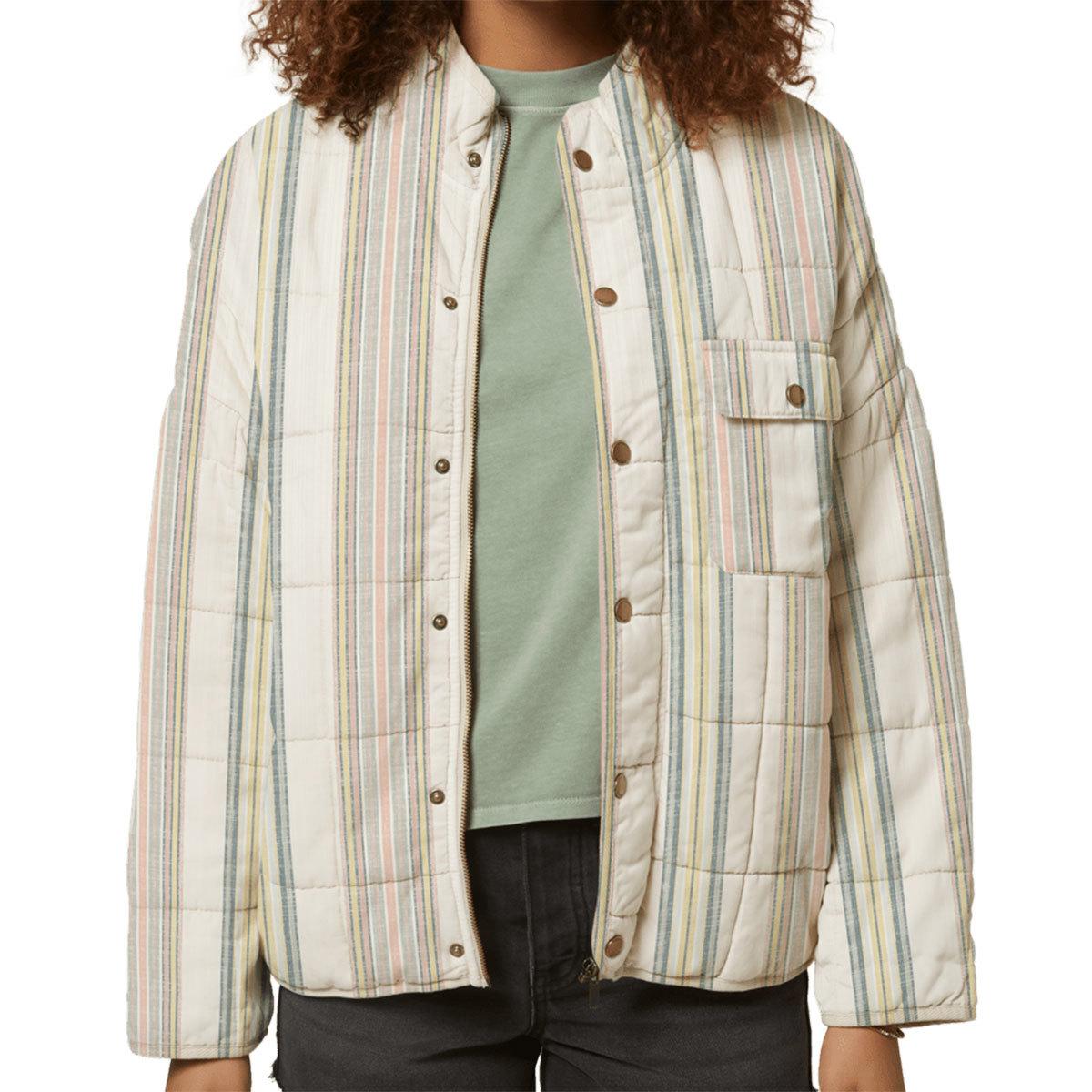 O'Neill Mable Stripe Woven Quilted Jacket for Women Bone X-Large product image