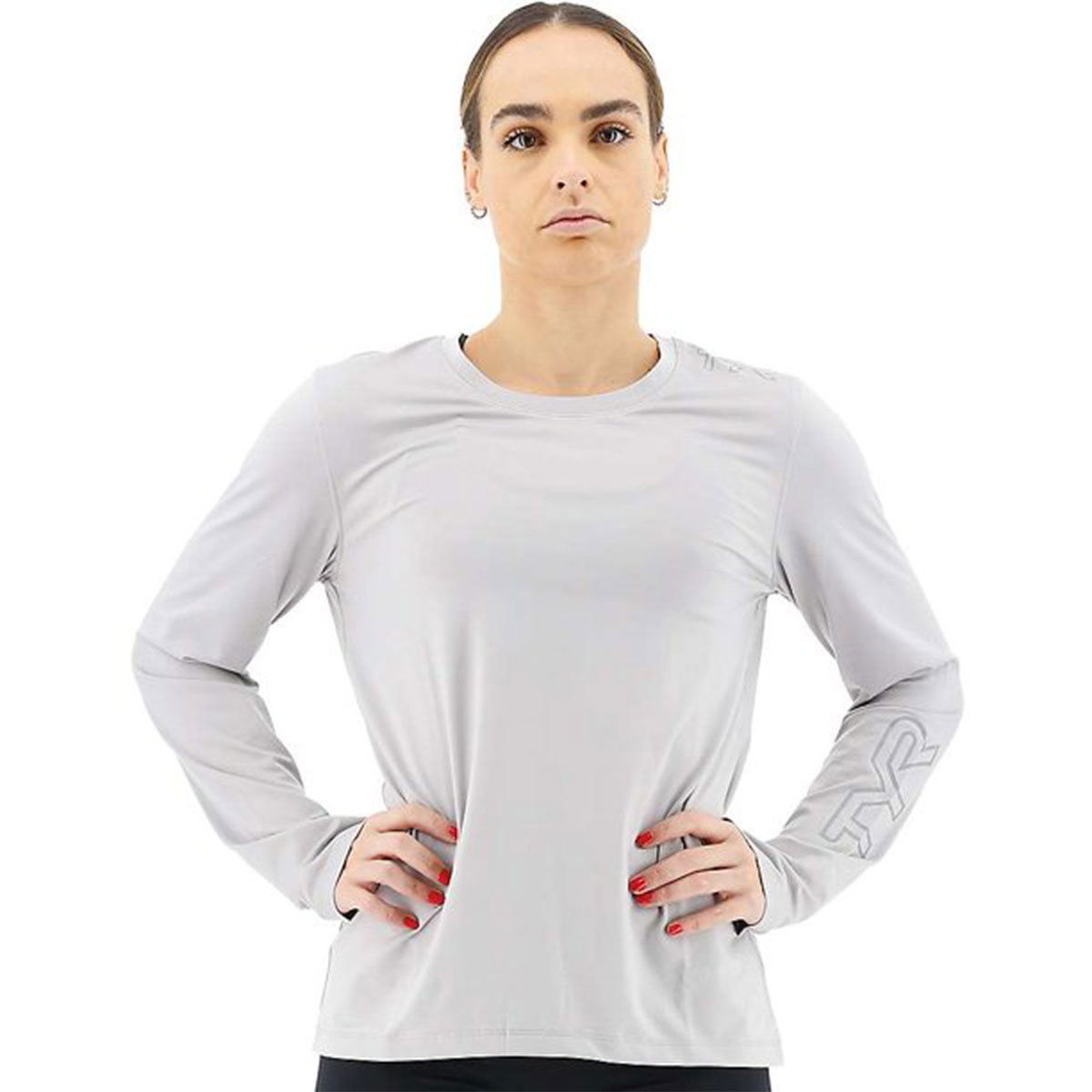 TYR SunDefense Long Sleeve Shirt for Women Small Light Grey product image