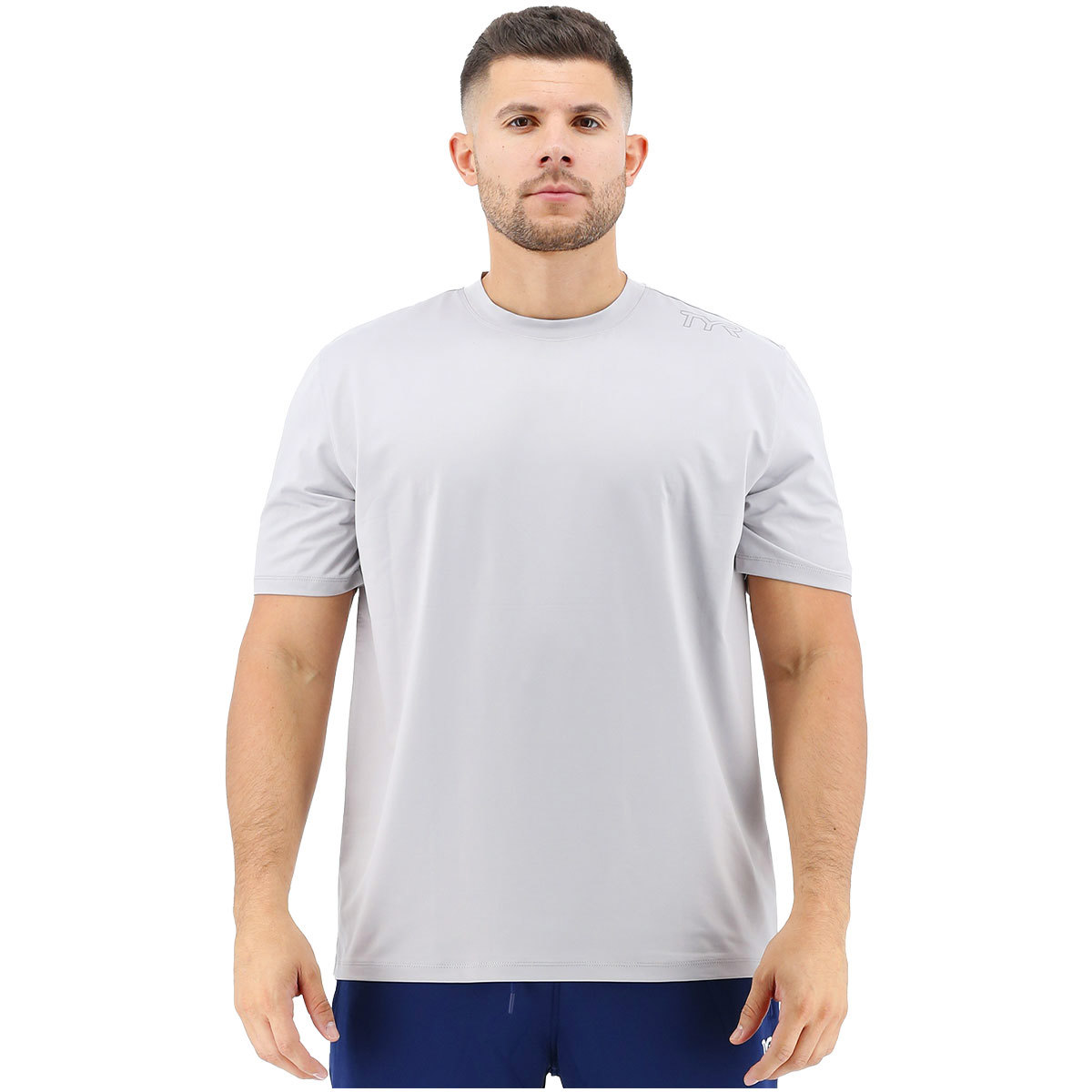 TYR Men's SunDefense Short Sleeve Shirt Light Grey Large product image