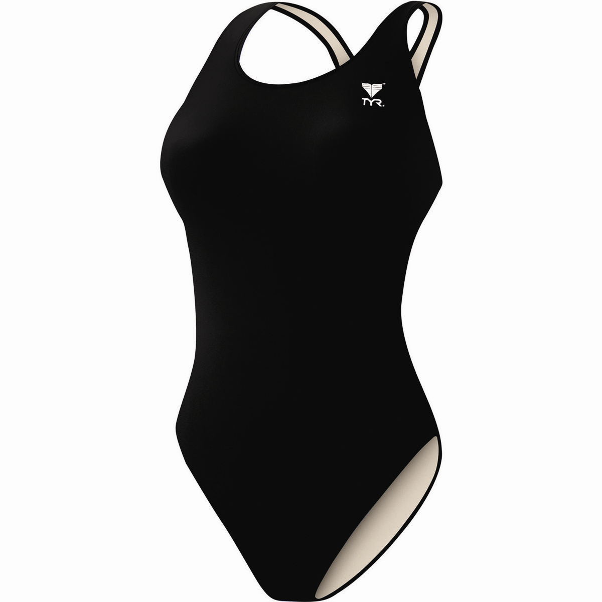 TYR Solid Spandex Maxback Women's Swimsuit 38 Black product image