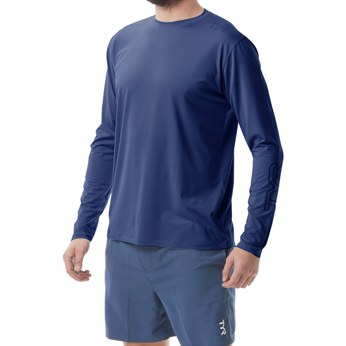 TYR SunDefense Long Sleeve Shirt for Men Medium Navy product image